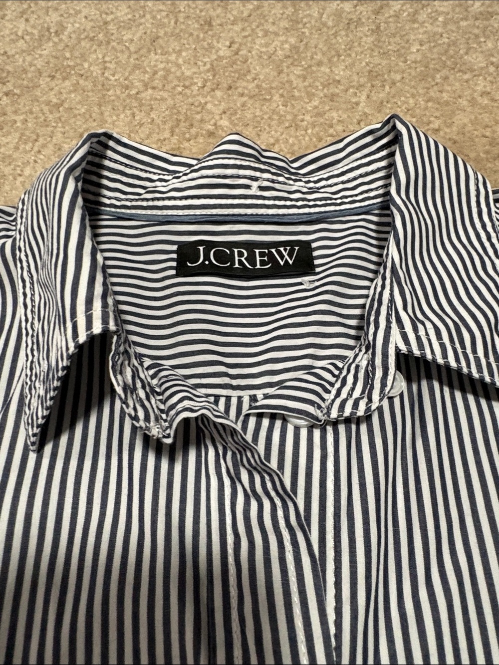 J. Crew Navy and White Striped Button-Down Shirt